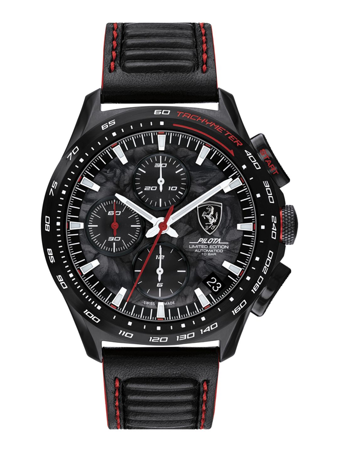 SCUDERIA FERRARI Men Black Pilota Evo Swiss Automatic Analogue Watch 0830737