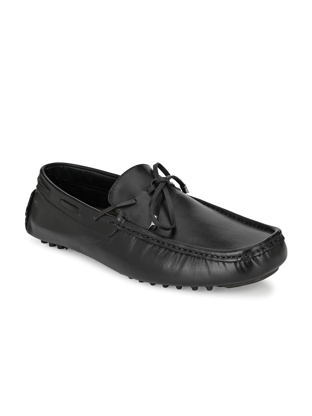 San Frissco Men Black Solid Leather Formal Slip-On Shoes-picture-17
