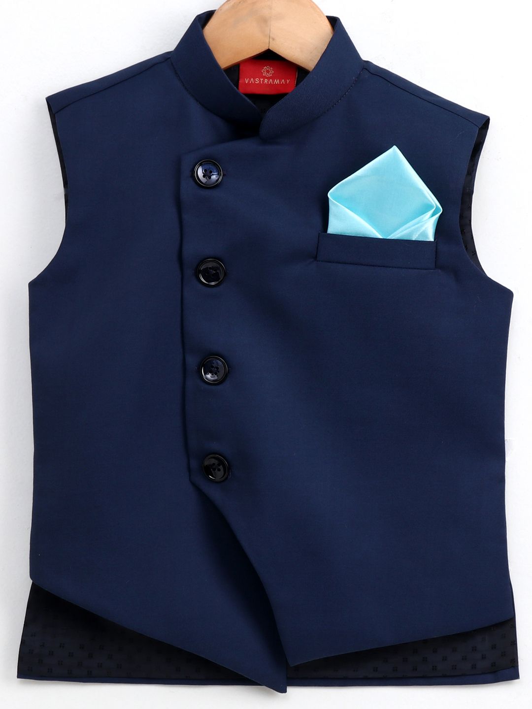 JBN Creation Boys Navy Blue Solid Nehru Jacket-image-48