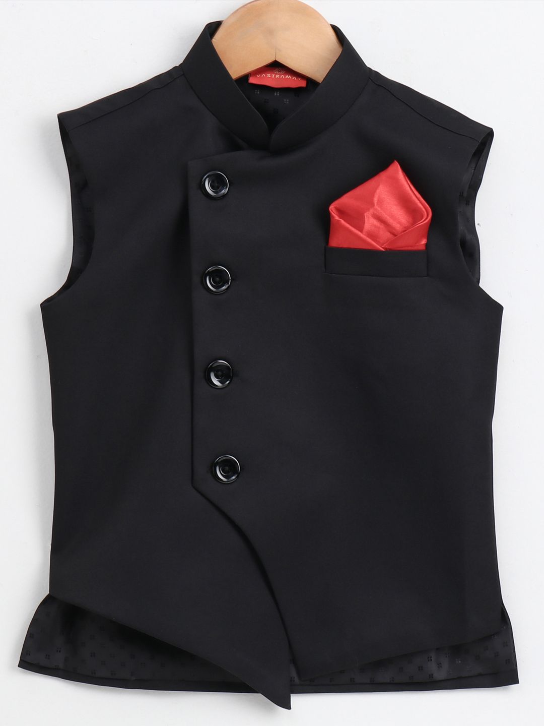 JBN Creation Boys Black Solid Woven Nehru Jacket-picture-51