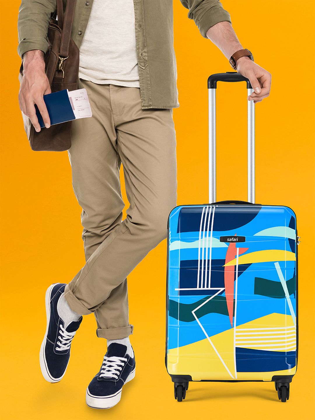 Safari Regloss Detour Printed Poly Carbonate Small Hard Trolley Bag - 55 cm-image-49