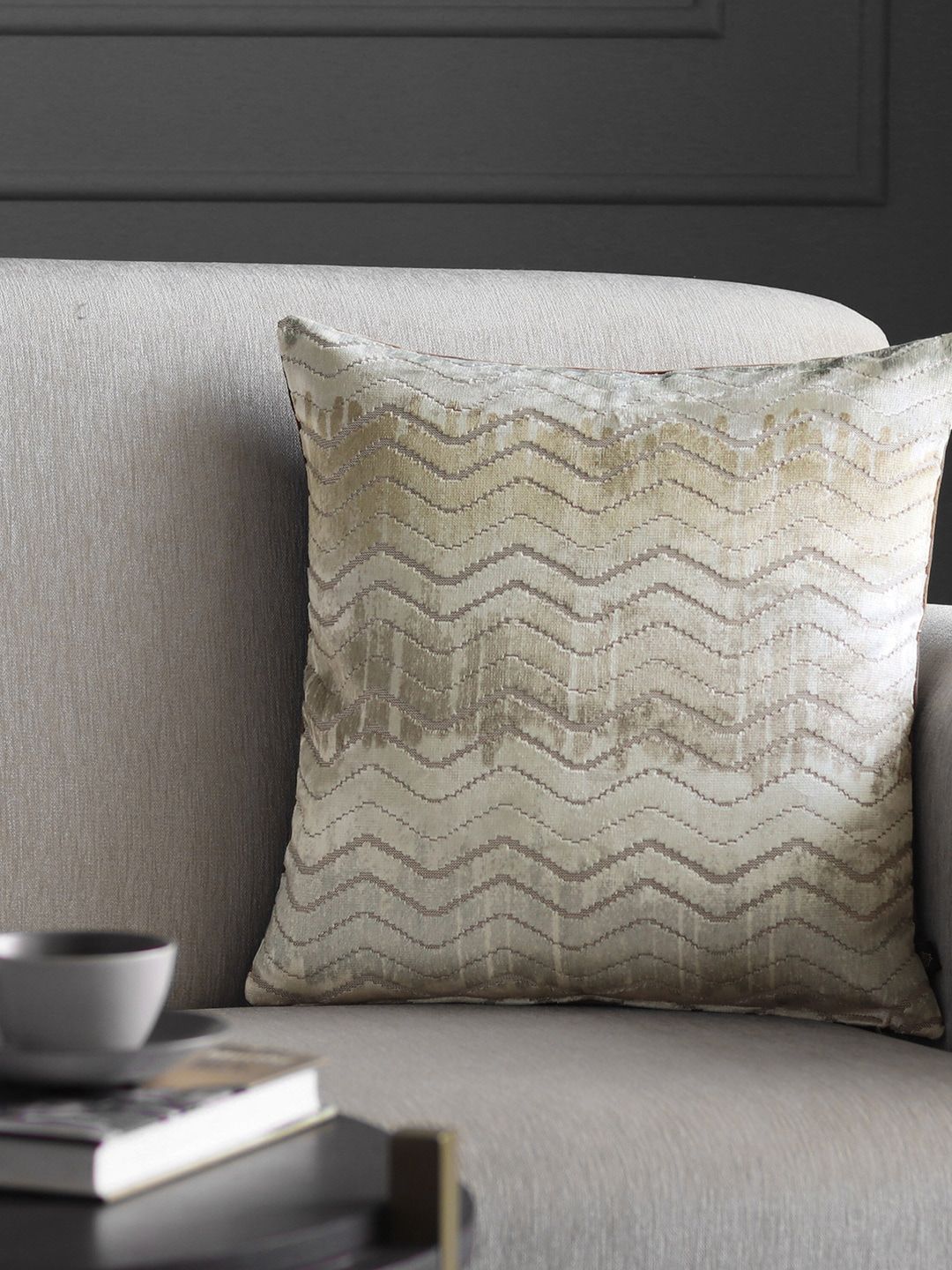 GM Cream-Coloured Single Abstract Velvet Square Cushion Covers-picture-15