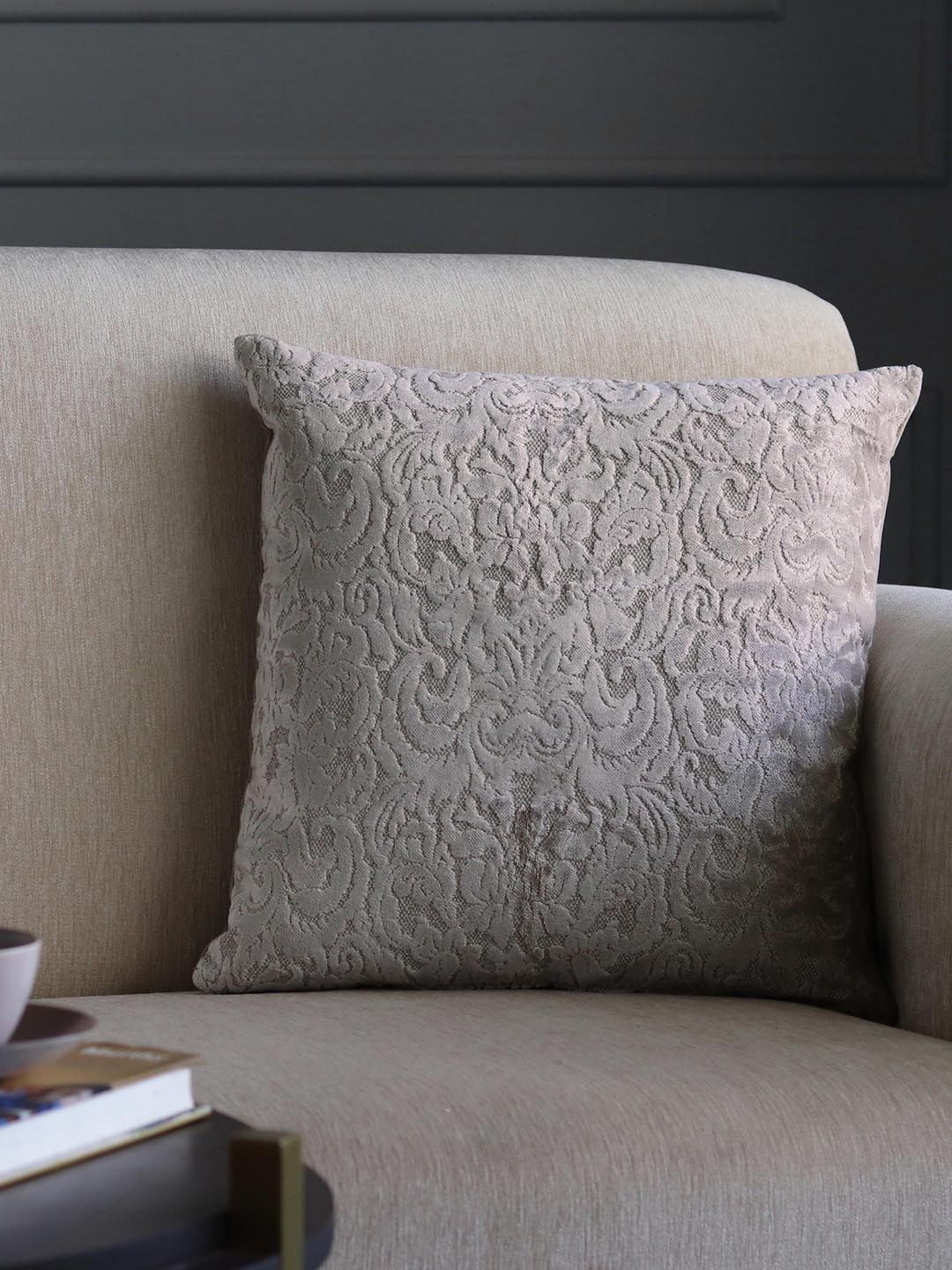 GM Grey Set of Single Self Design Square Cushion Covers-picture-11