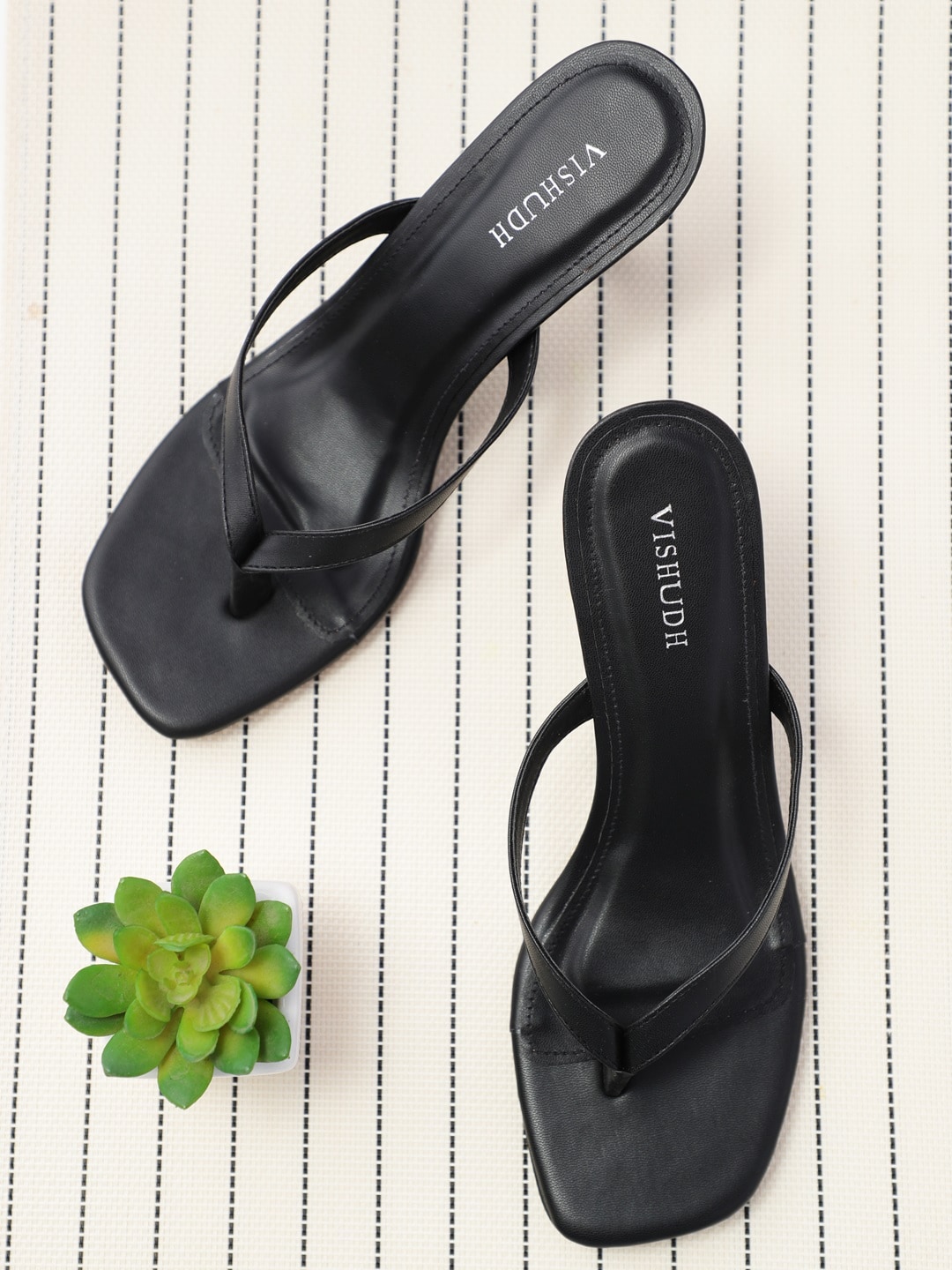 Vishudh Women Black Embellished Sandals