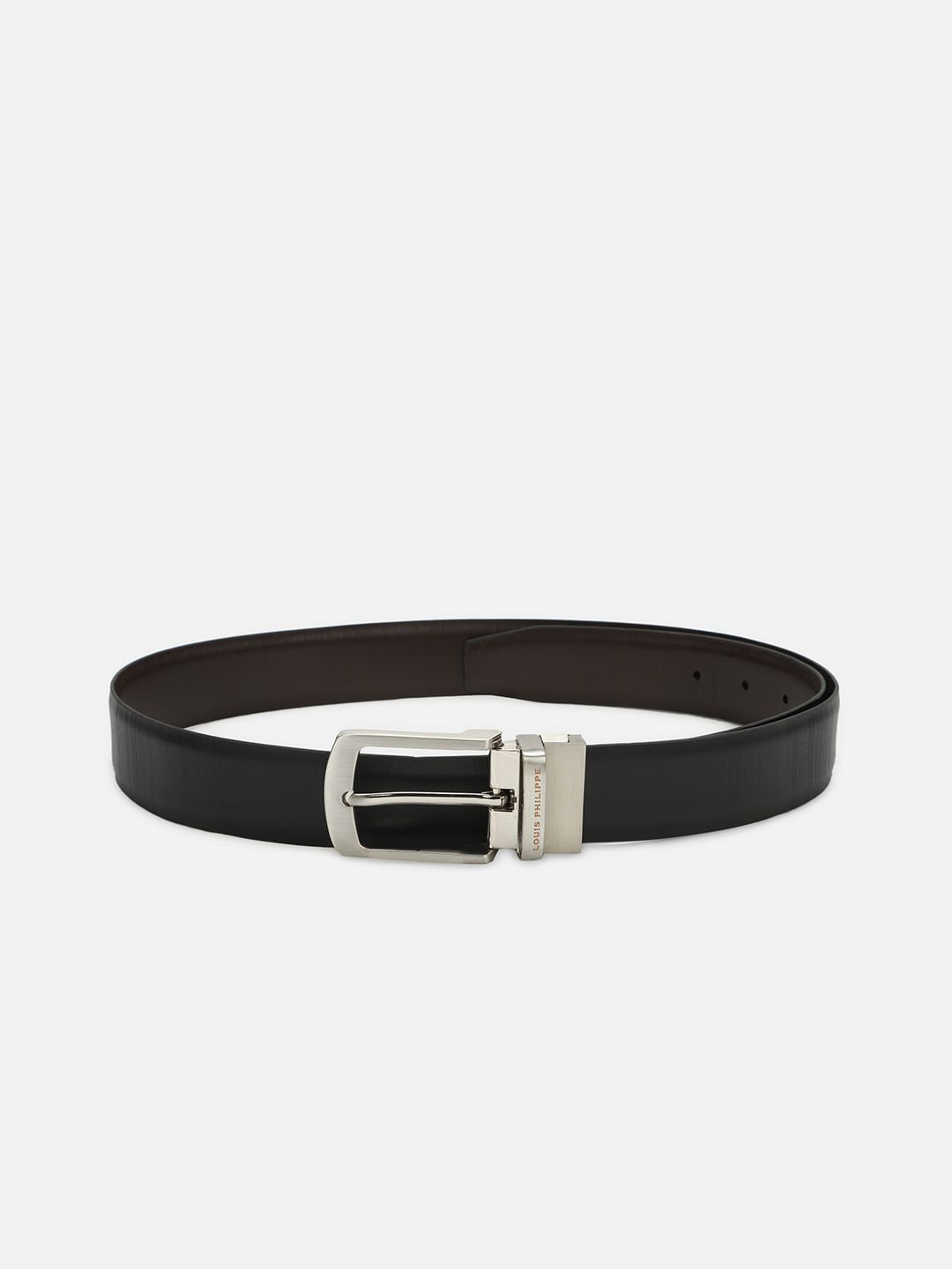 Louis Philippe Men Black & Brown Textured Reversible Leather Belt-picture-18