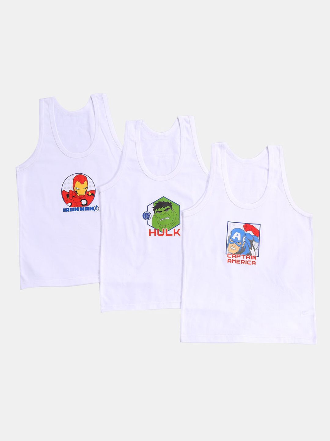 Bodycare Kids Boys White Pack Of 3 Avengers Printed Vests-picture-11