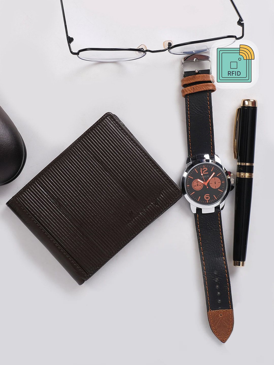 Allen Cooper Men Brown Solid Genuine Leather RFID Protected Two Fold Wallet-picture-30