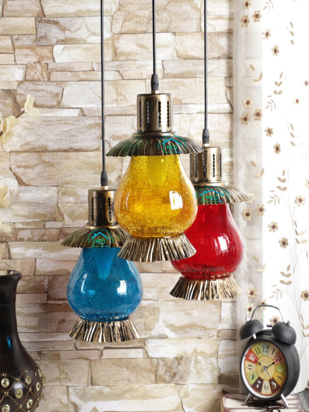 MFD HOME FURNISHING Blue & Red Solid Cluster Light-picture-46