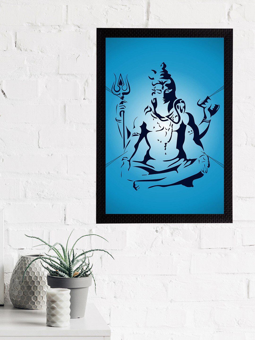 eCraftIndia Blue & Black Lord Shiva Satin Matt Texture UV Art Painting-image-4