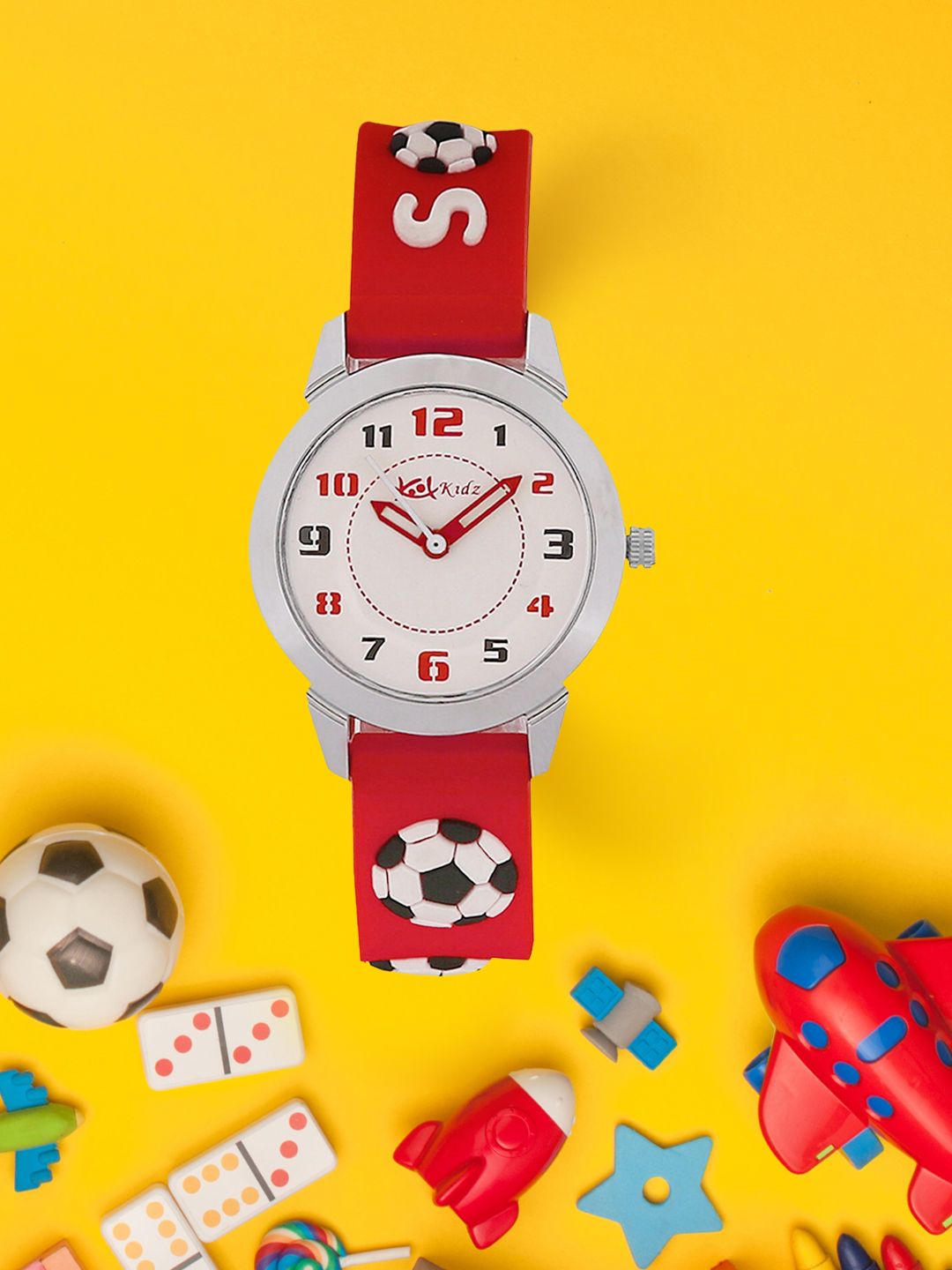 Kool Kidz Unisex Kids White & Red Football Analogue Watch KK 304 RD-picture-56