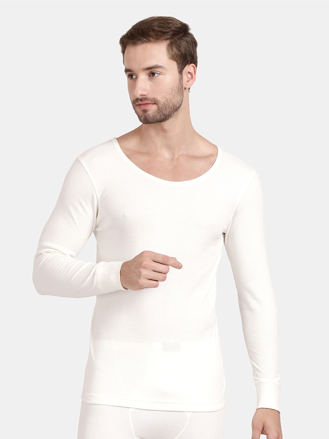 Pepe Jeans Men Off White Solid Thermal Top-picture-30
