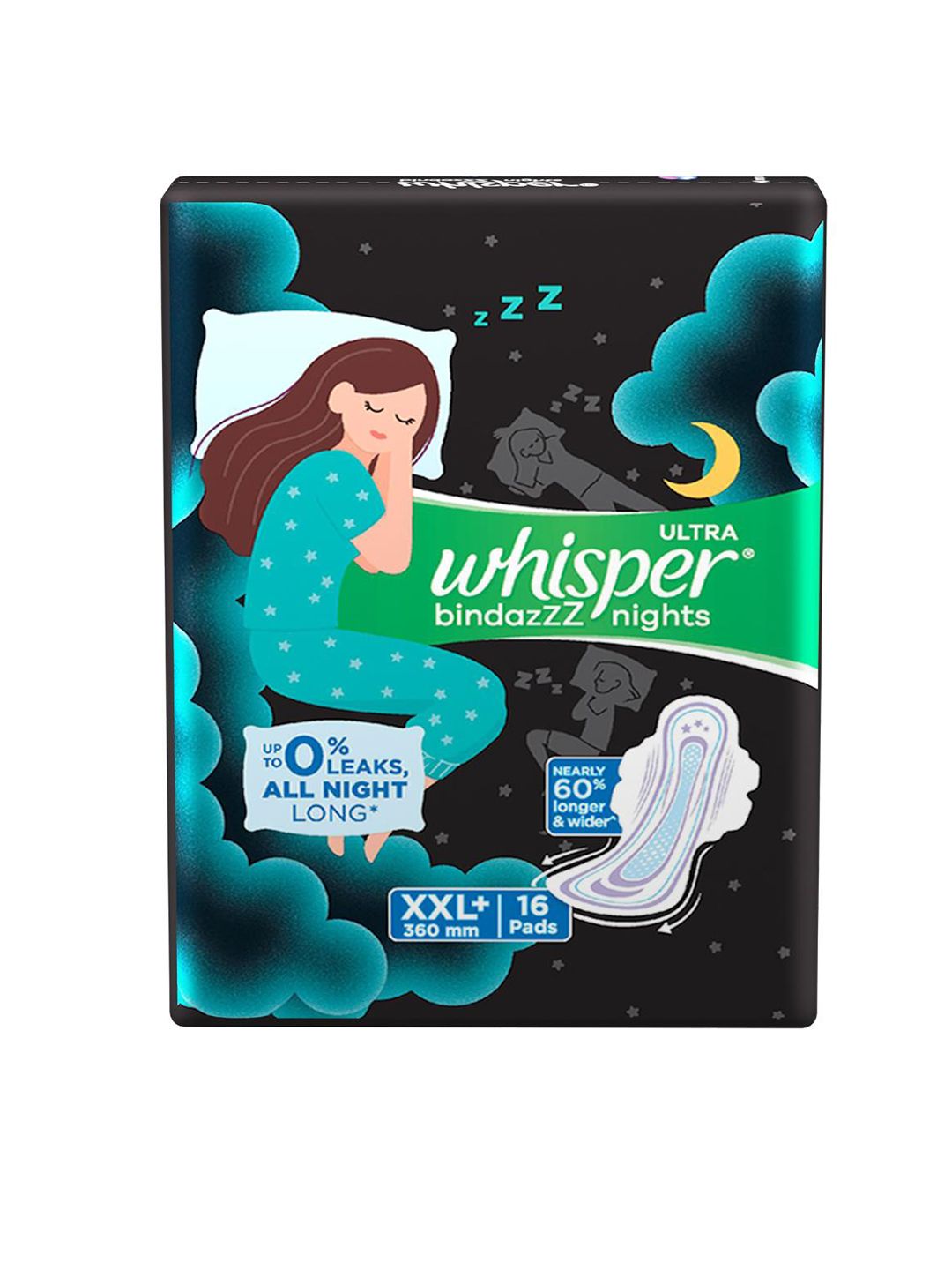 Whisper Bindazzs Nights XXL+ Sanitary Pads - 16 Pads-image-49