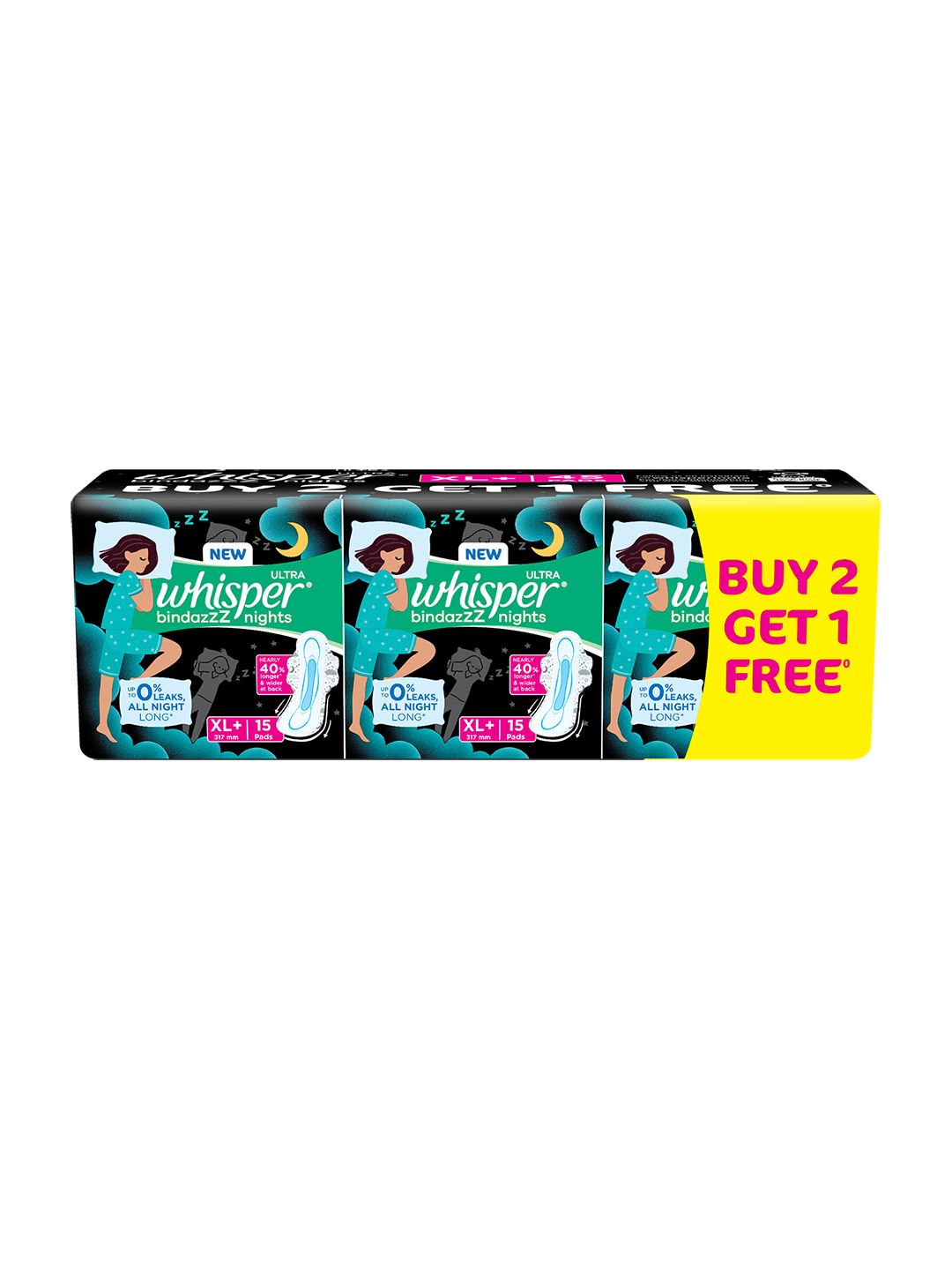 Whisper Ultra Night XL+ Sanitary Pads - Buy 2 Get 1 Free - 15 Pads each-image-45