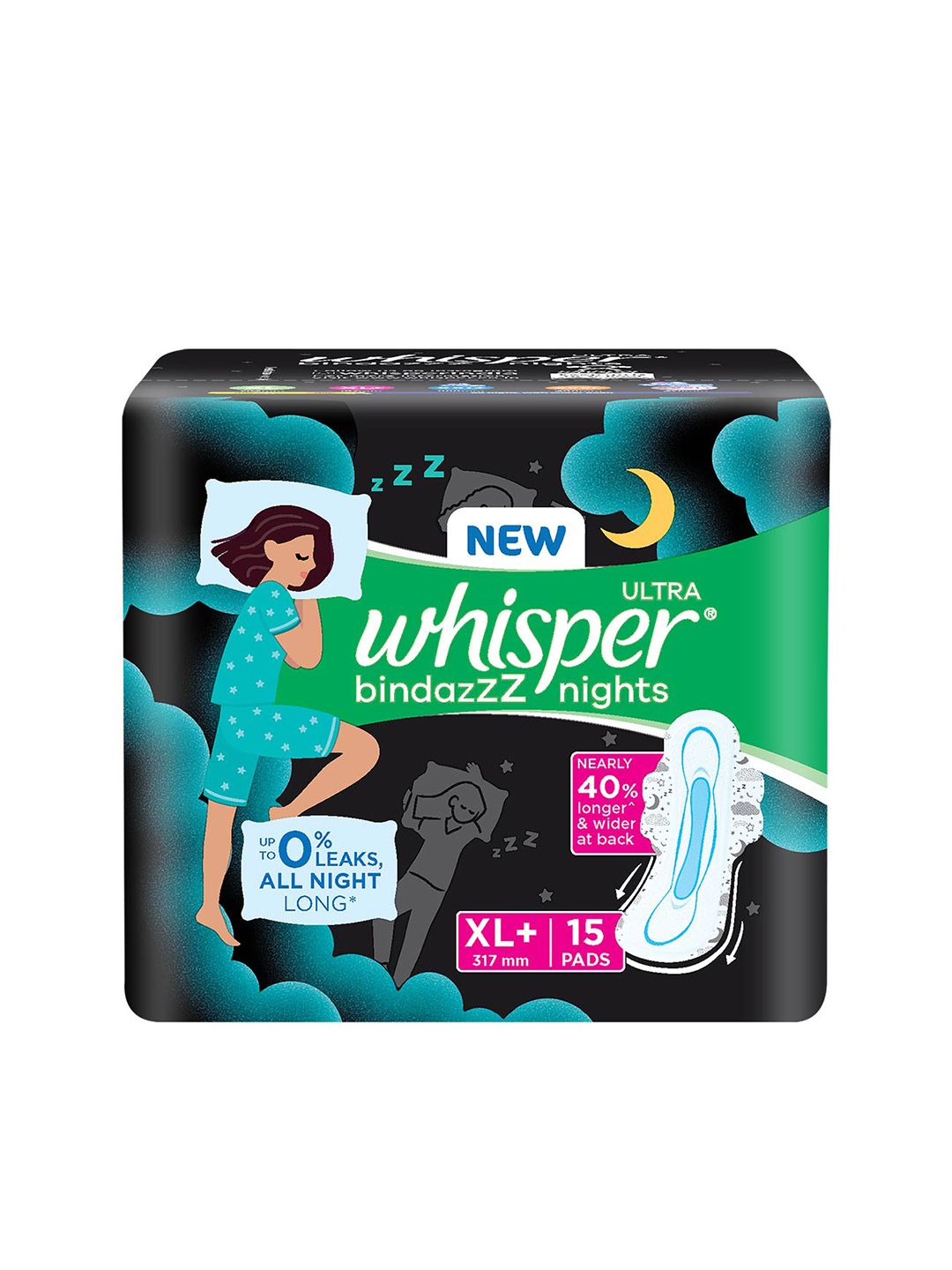 Whisper Bindazz Nights XL+ Sanitary Pads - 15 Pads-image-46