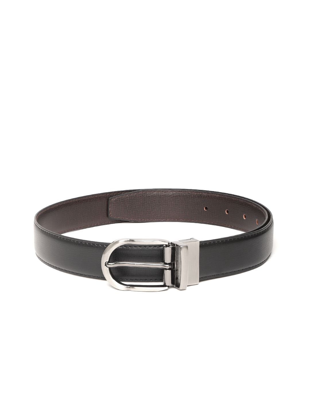 Ultimo Men Black & Coffee Brown Solid Reversible Formal Belt-picture-24