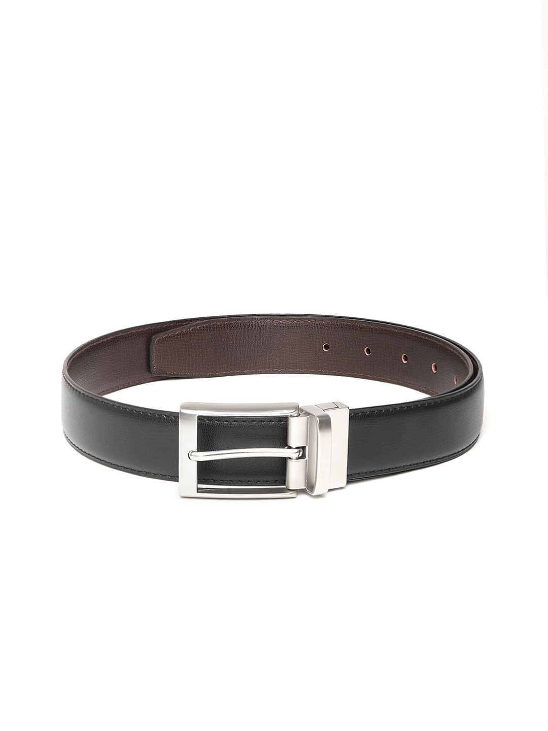 Ultimo Men Black & Coffee Brown Solid Reversible Belt-picture-35