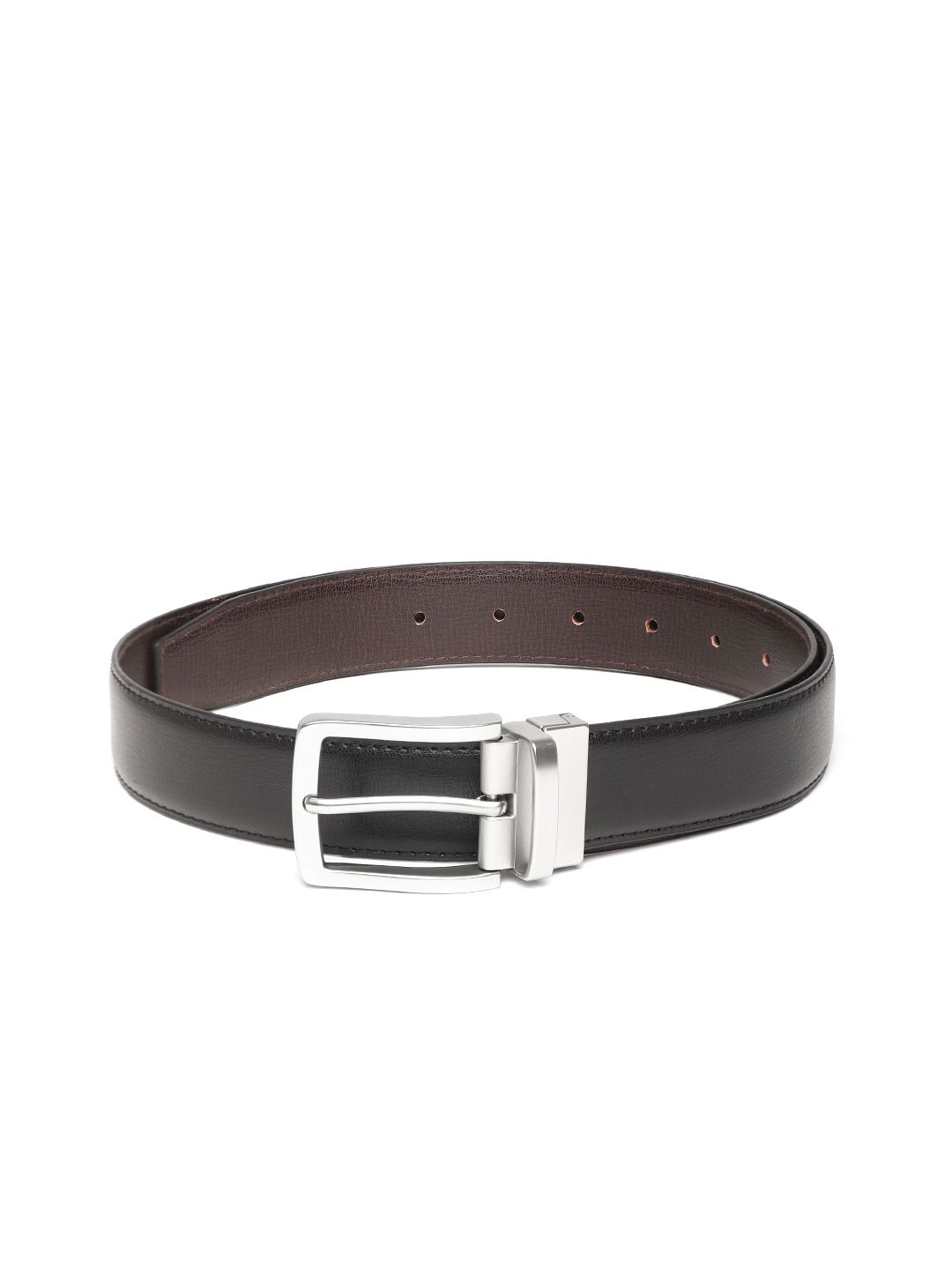 Ultimo Men Black & Coffee Brown Solid Reversible Formal Belt-picture-33