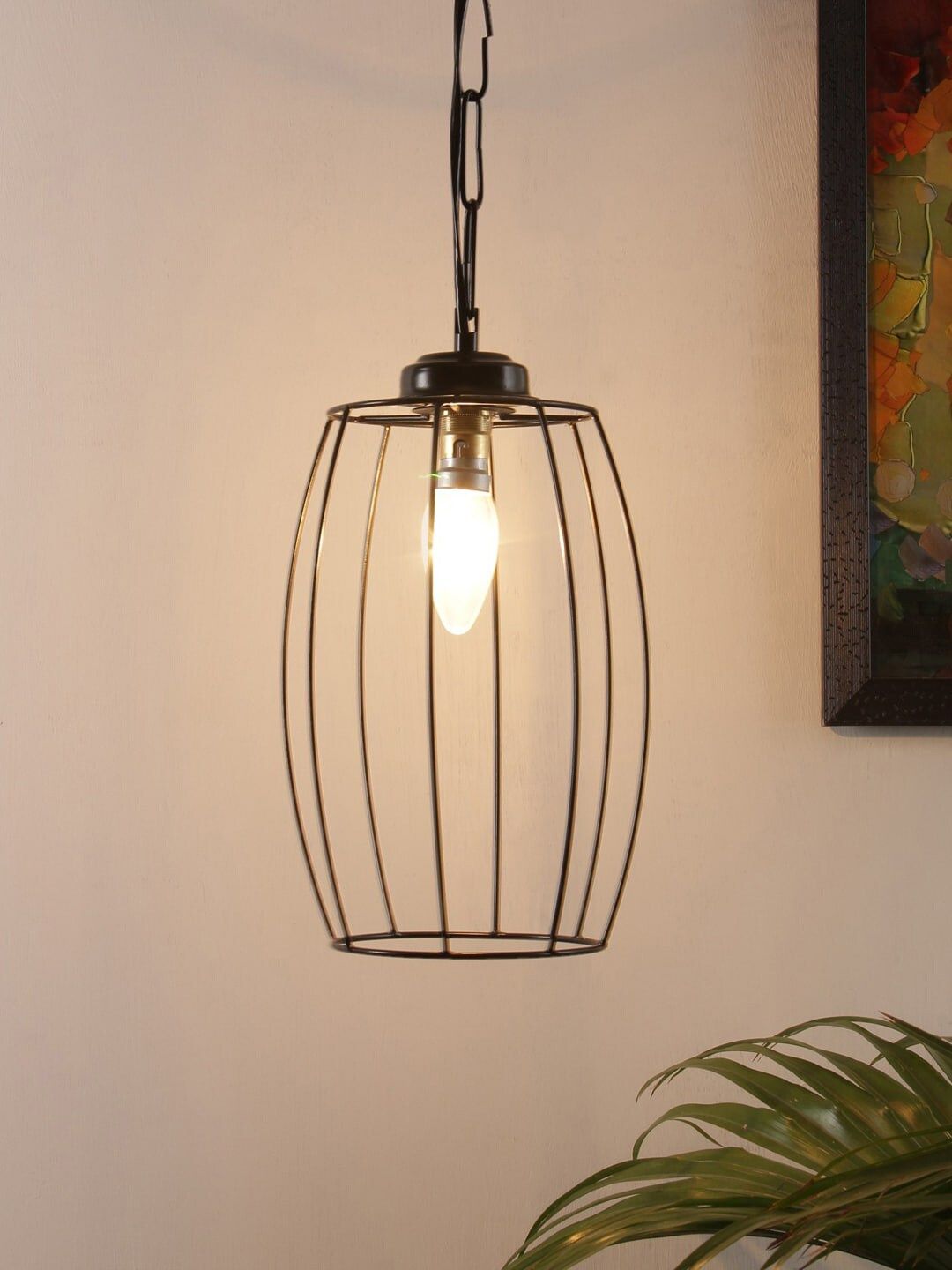 Devansh Black Solid Dholak Hanging Lamp-picture-14