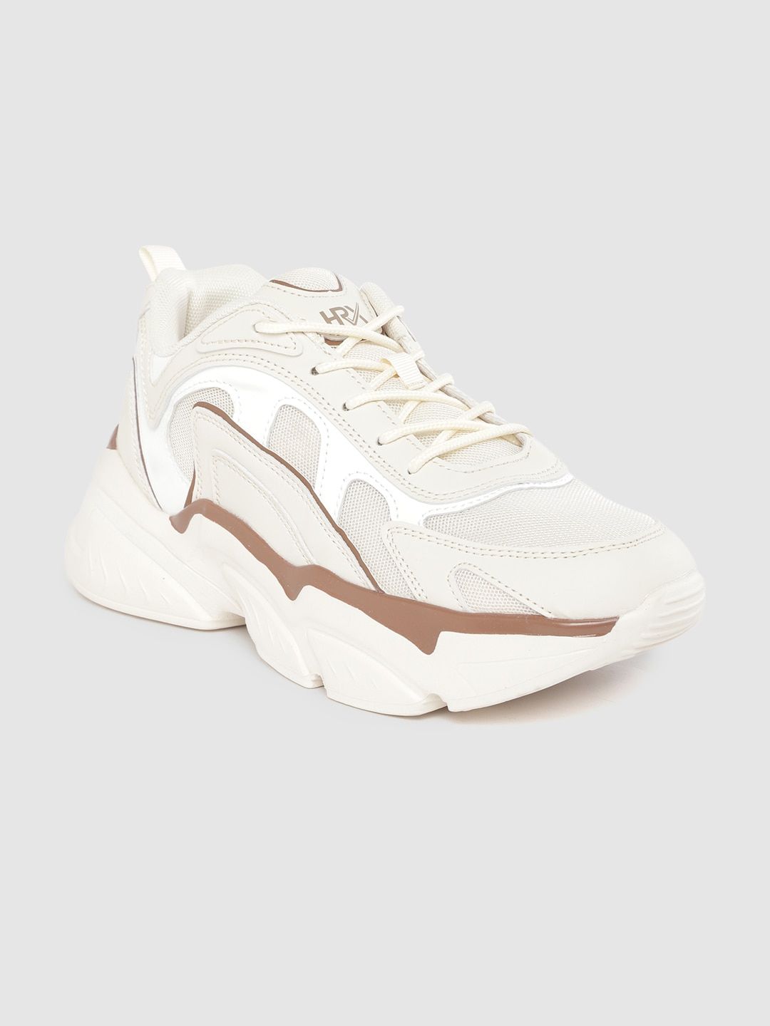 HRX by Hrithik Roshan Men Cream-Coloured & white Colourblocked Chunky Sneaker