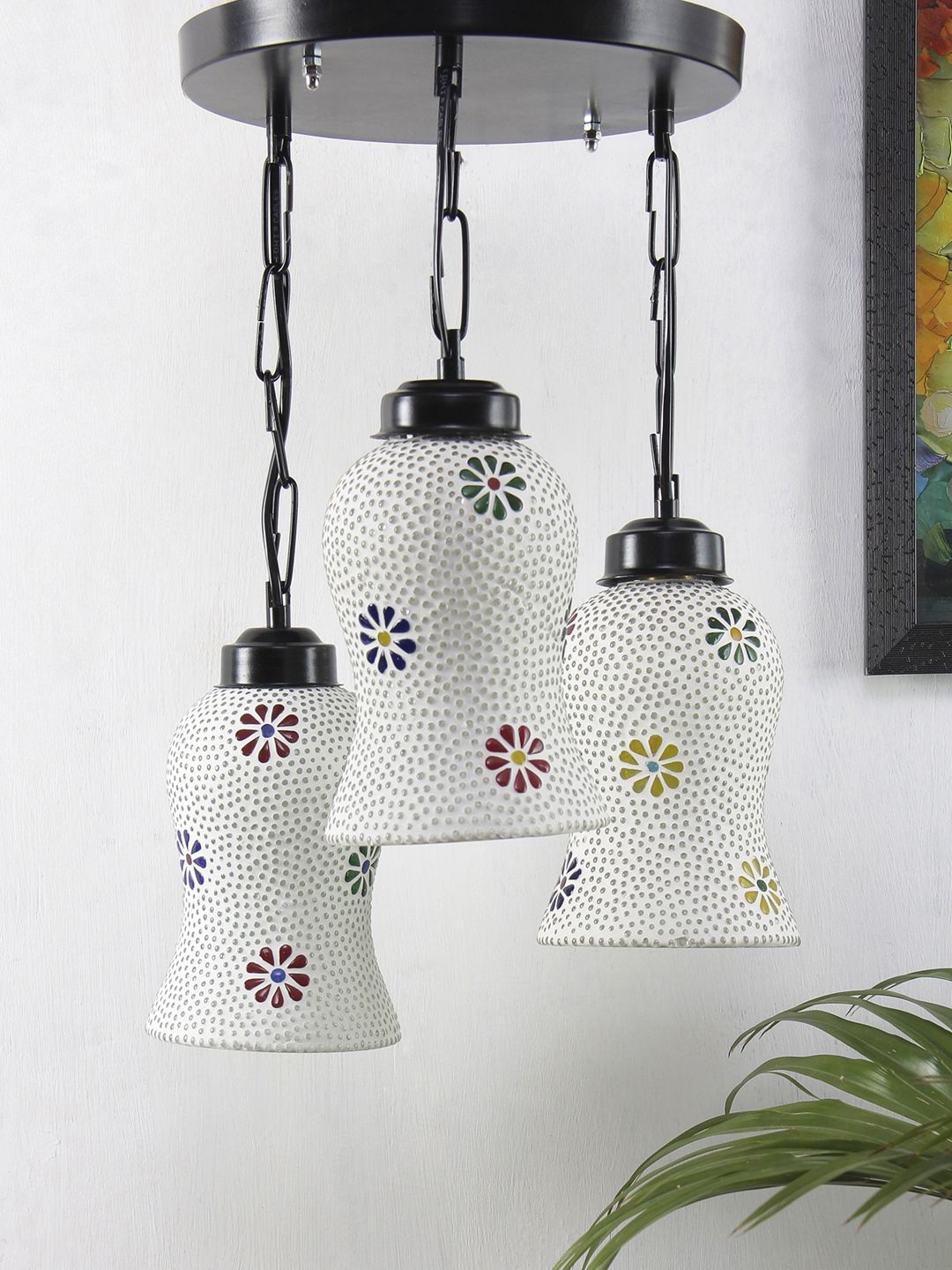 Devansh Multicoloured & Off-White Solid Mosaic Glass Cluster Light-picture-41