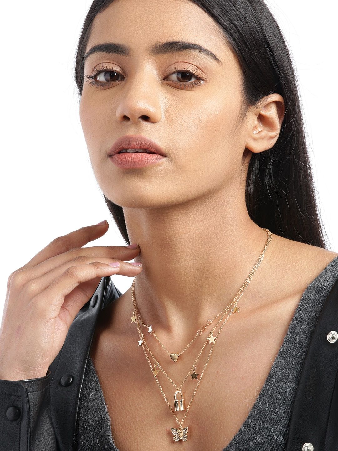 Jewels Galaxy Women Gold-Plated Stone-Studded Layered Necklace-picture-23