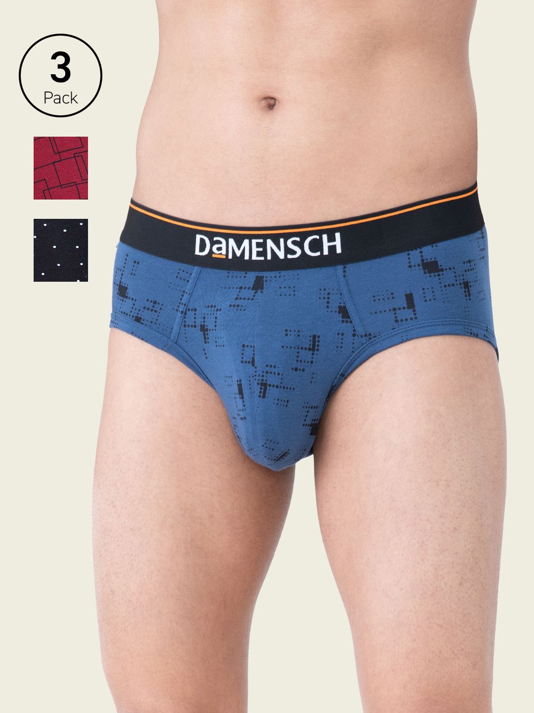 DAMENSCH Pack of 3 Deo-Cotton Anti Bacterial Basic Briefs DAM-CTP-B-MRB-SPB-SNR-picture-29