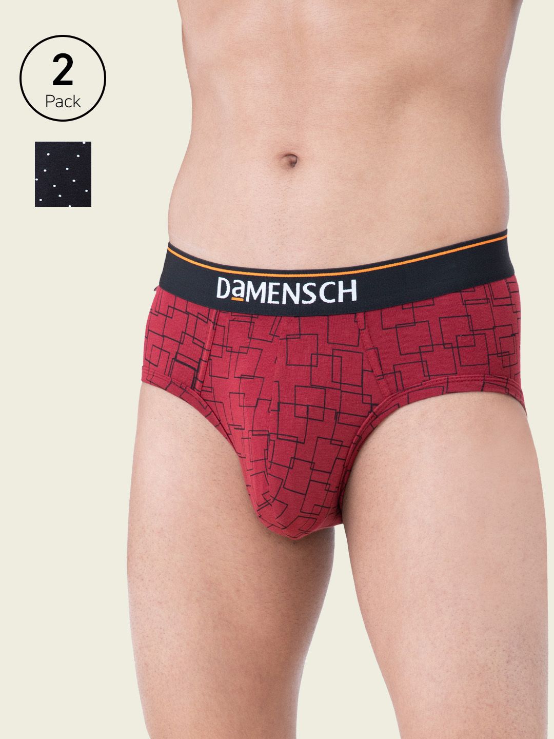 DAMENSCH Men Pack Of 2 Printed Deodorizing Basic Briefs DAM-CTP-B-SPB-SNR-picture-39