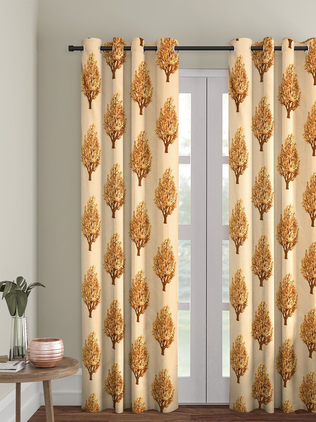 Cortina Beige Single Printed Curtain-picture-43