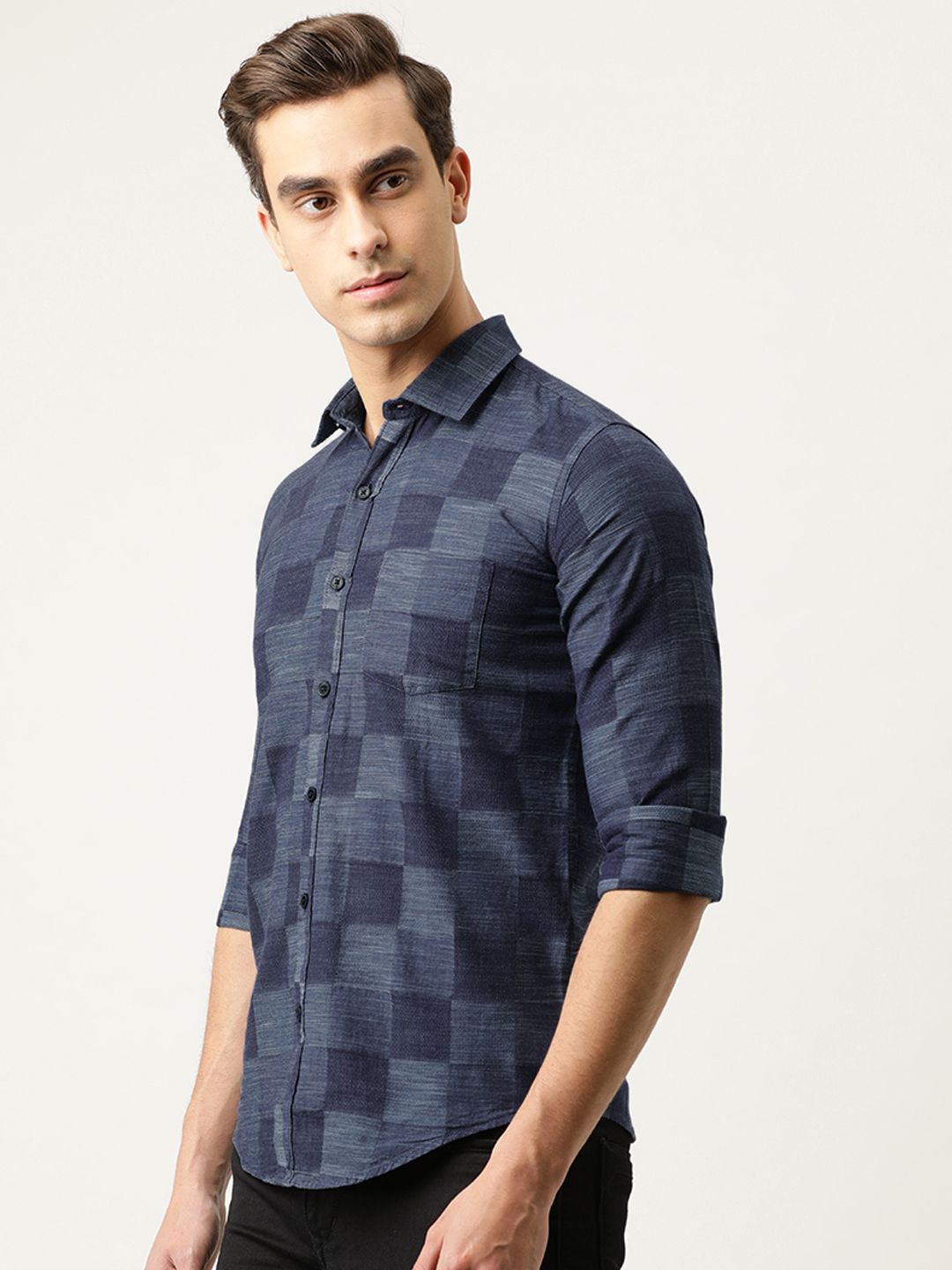 Campus Sutra Men Blue Regular Fit Checked Casual Shirt-picture-13