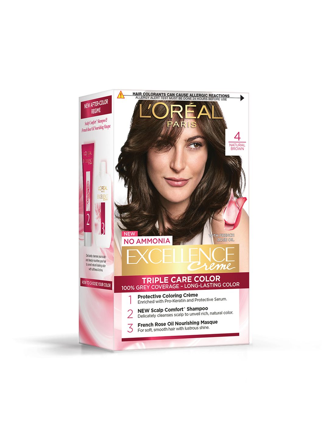 LOreal Paris Excellence Creme Triple Care Hair Color - Natural Brown 04 (72ml + 100g)