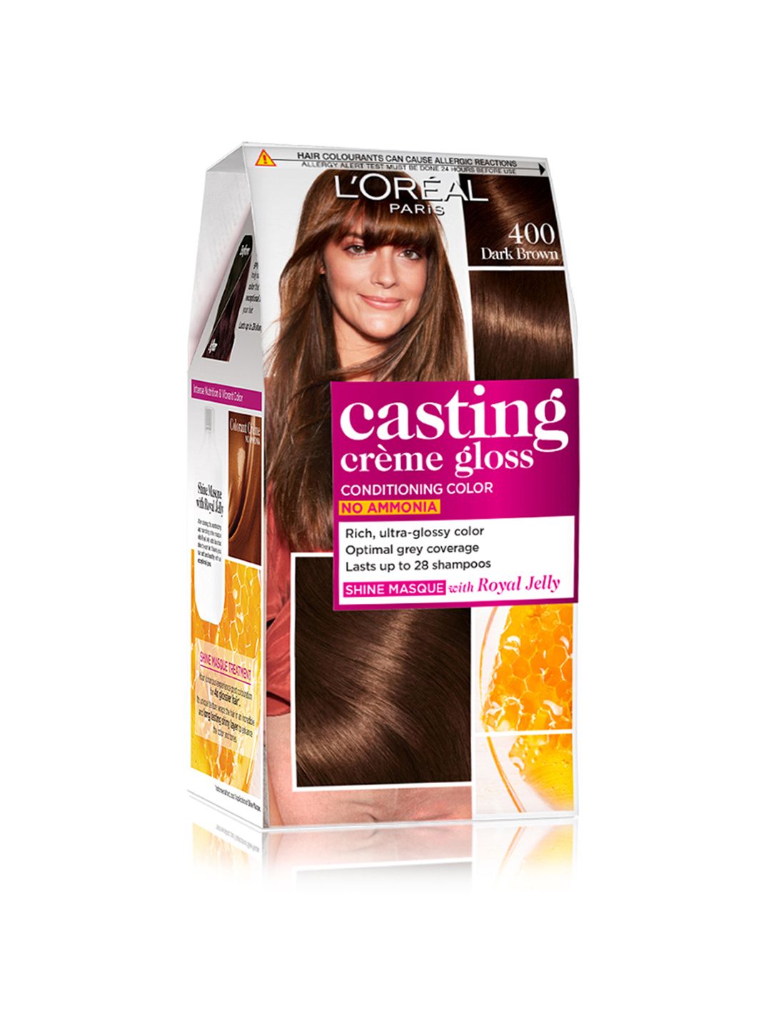 LOreal Paris Casting Creme Gloss Hair Colour - Dark Brown 400 87.5 g + 72 ml