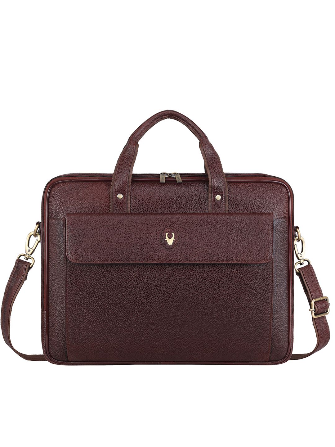 WildHorn Men Maroon Textured Genuine Leather 15 Inch Laptop Bag-picture-27