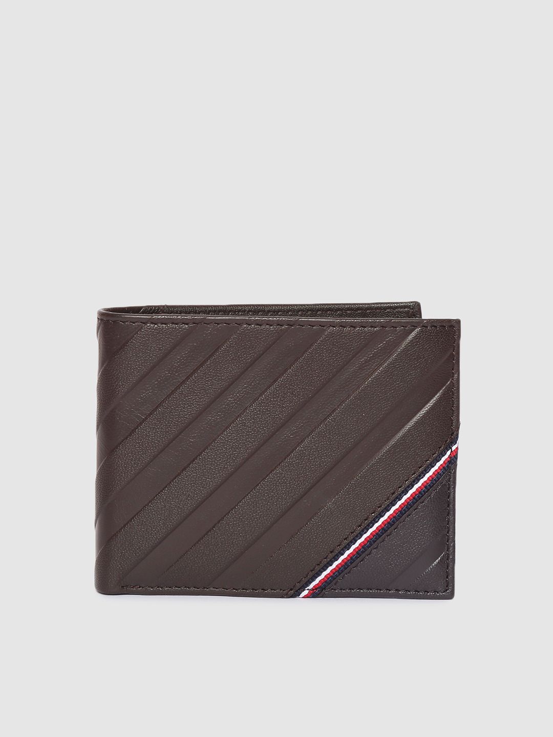 Tommy Hilfiger Men Brown Self Design Two Fold Leather Wallet-image-13