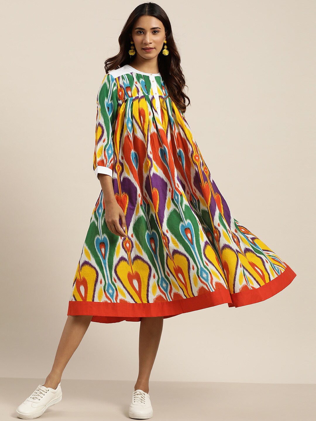 Sangria Women Multicoloured Printed A-Line Dress