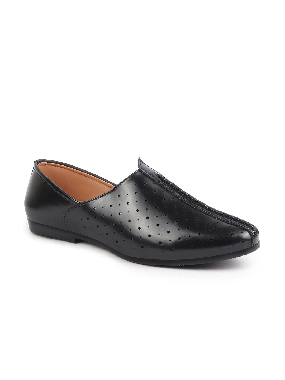 FAUSTO Men Black Perforations Loafers-picture-34