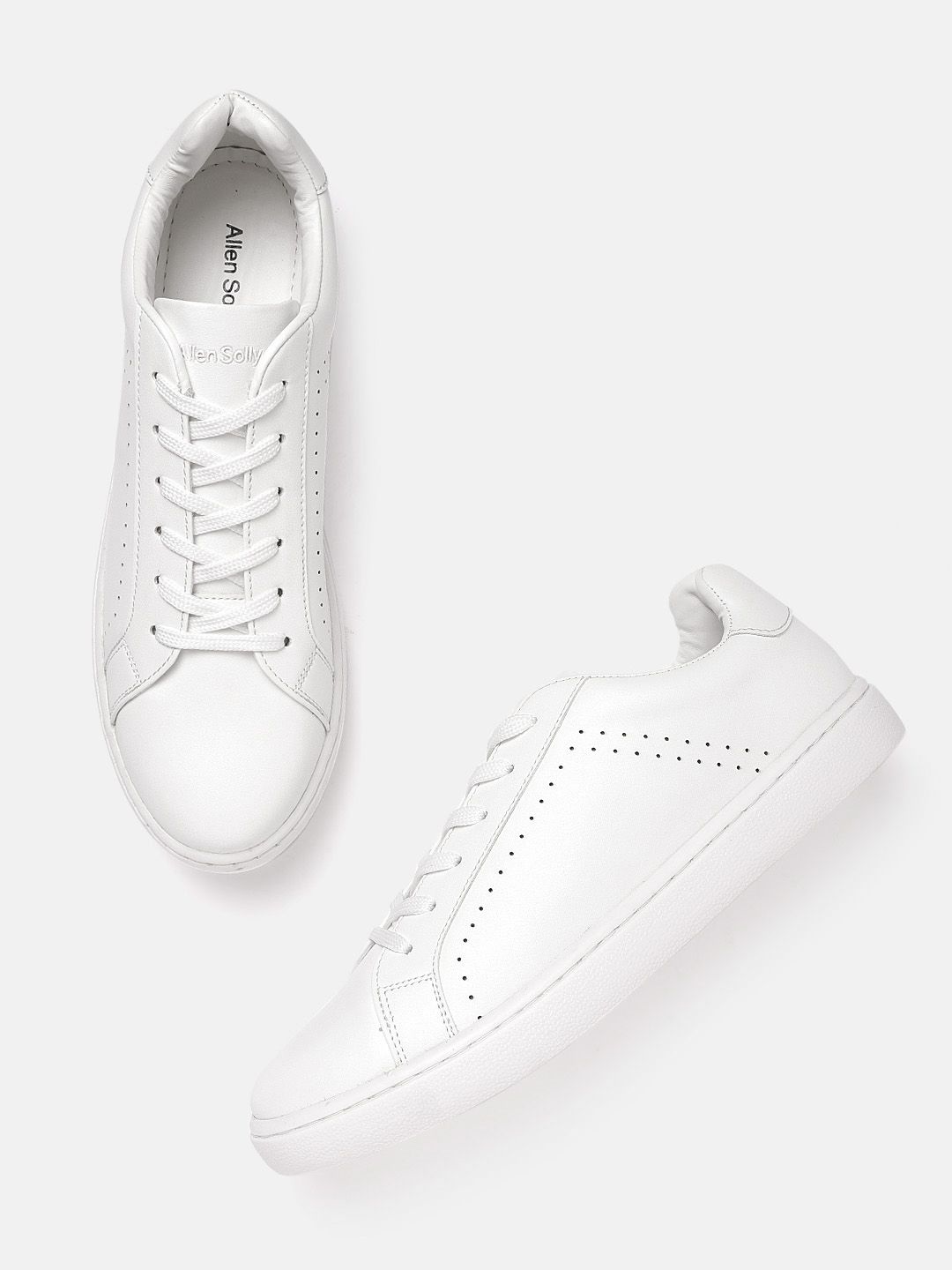Allen Solly Women White Solid Sneakers with Perforated Detail