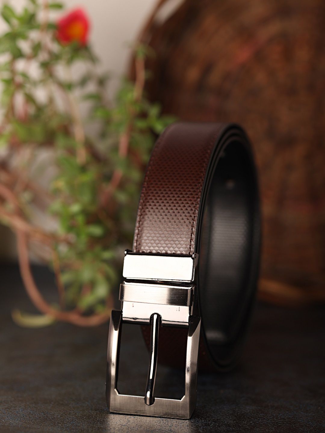 ZEVORA Men Reversible Textured Belt-picture-34