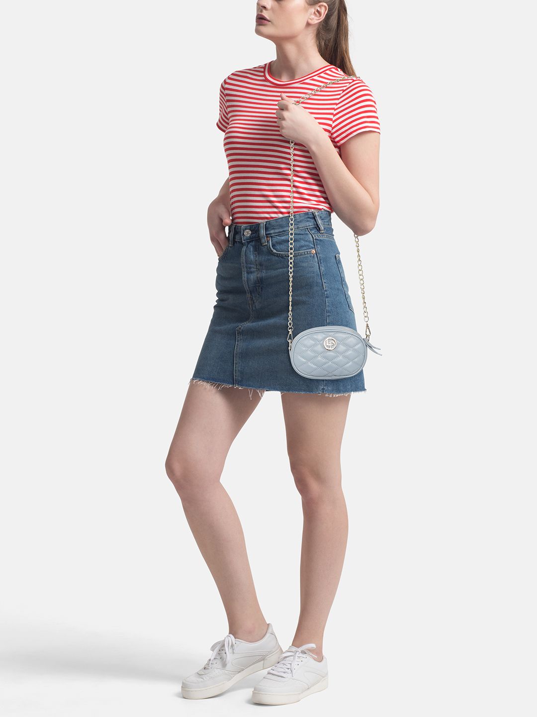 Lino Perros Women Blue Quilted Sling Bag Cum Fanny Pack-picture-11