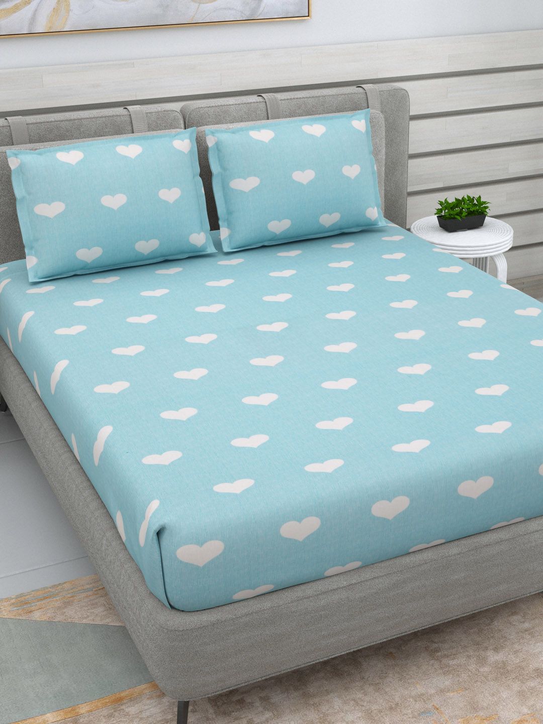DREAM WEAVERZ Sea Green Pure Cotton 220 TC Double Queen Bedsheet with 2 Pillow Covers-image-44
