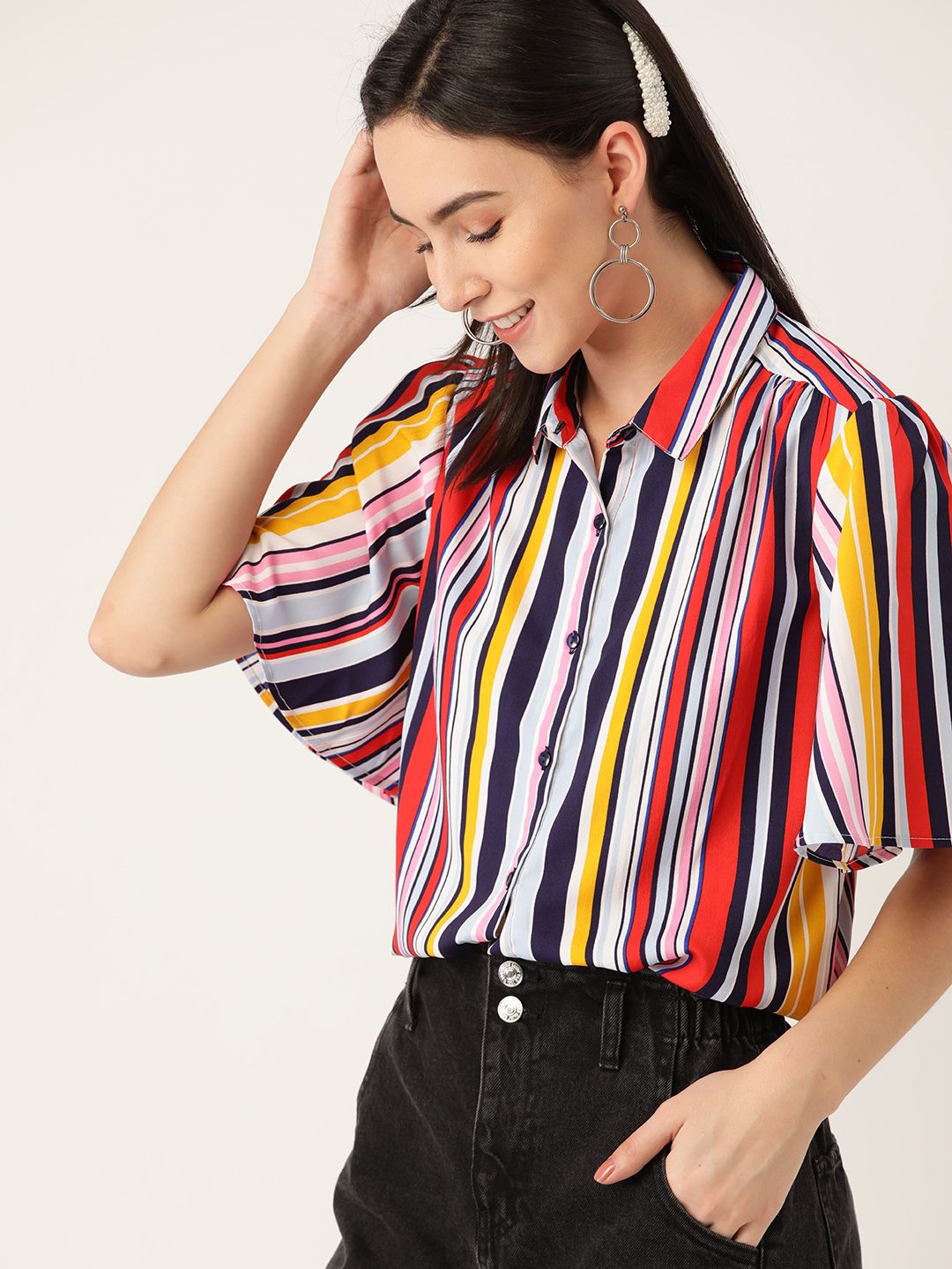 DressBerry Women Multicoloured Candy Stripes Casual Shirt
