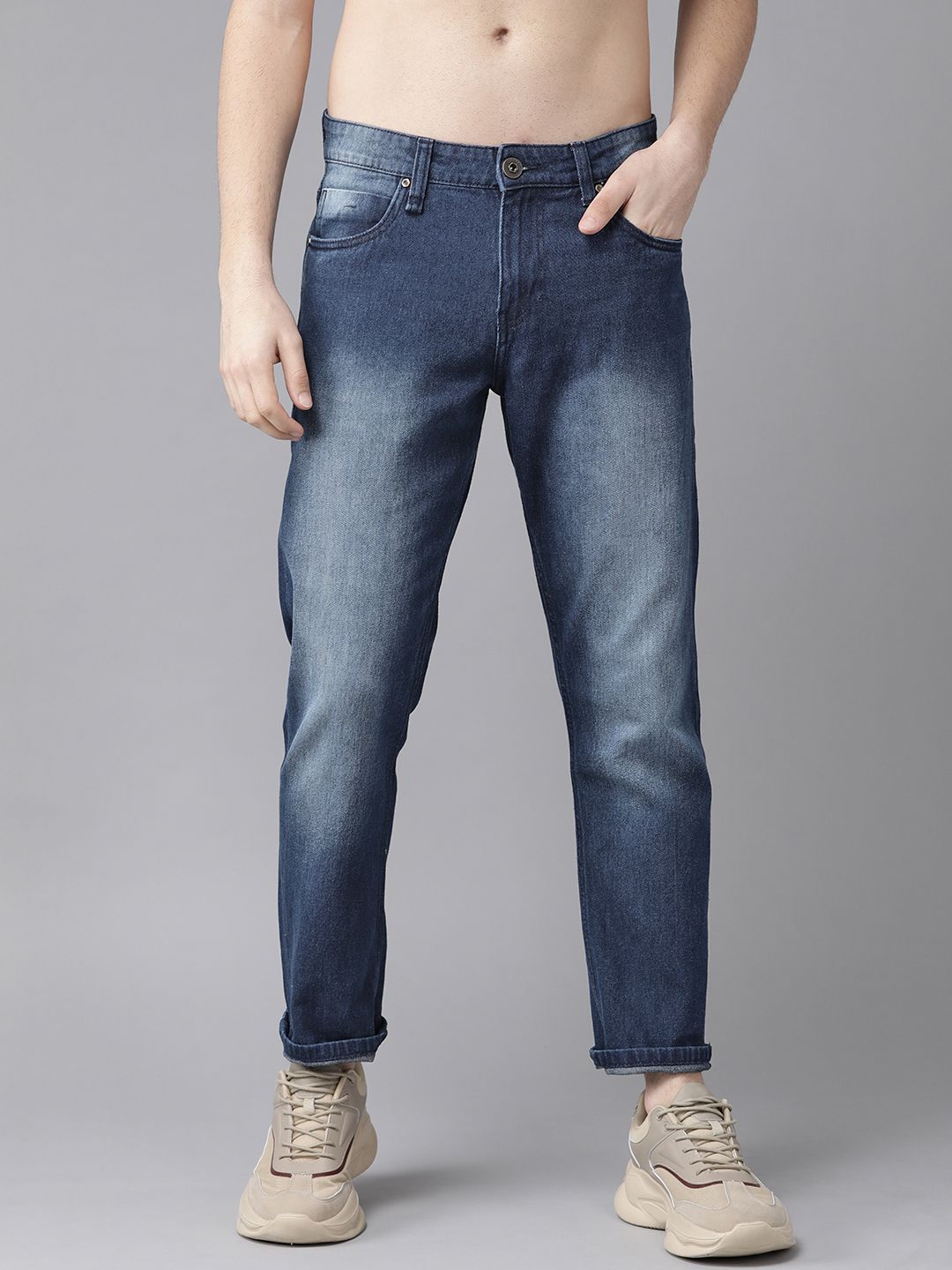 Roadster Men Navy Blue Slim Fit Light Fade Stretchable Jeans - Price ...