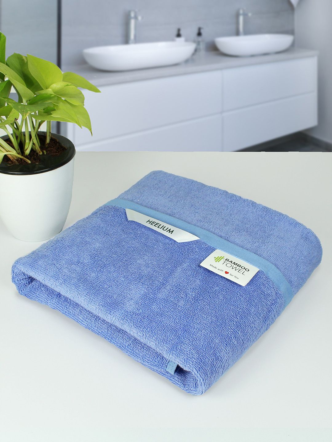 Heelium Blue Solid 400 GSM Quick-Dry Sustainable Bath Towel-picture-17