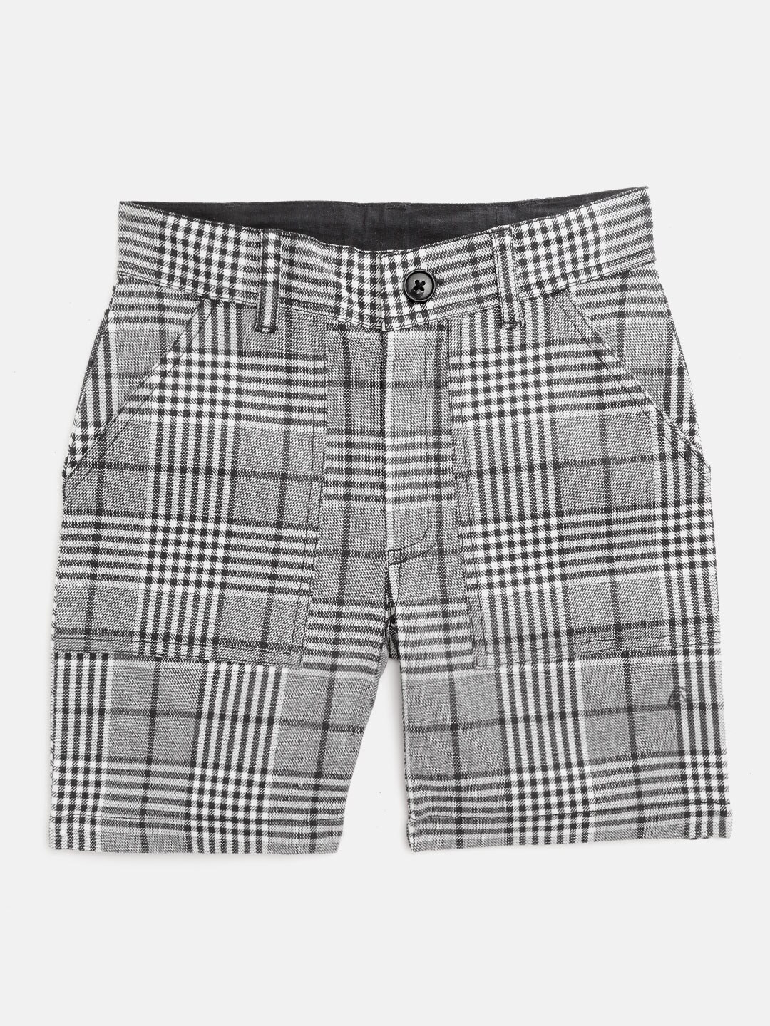 Cherry Crumble Boys Grey & Black Checked Regular Shorts