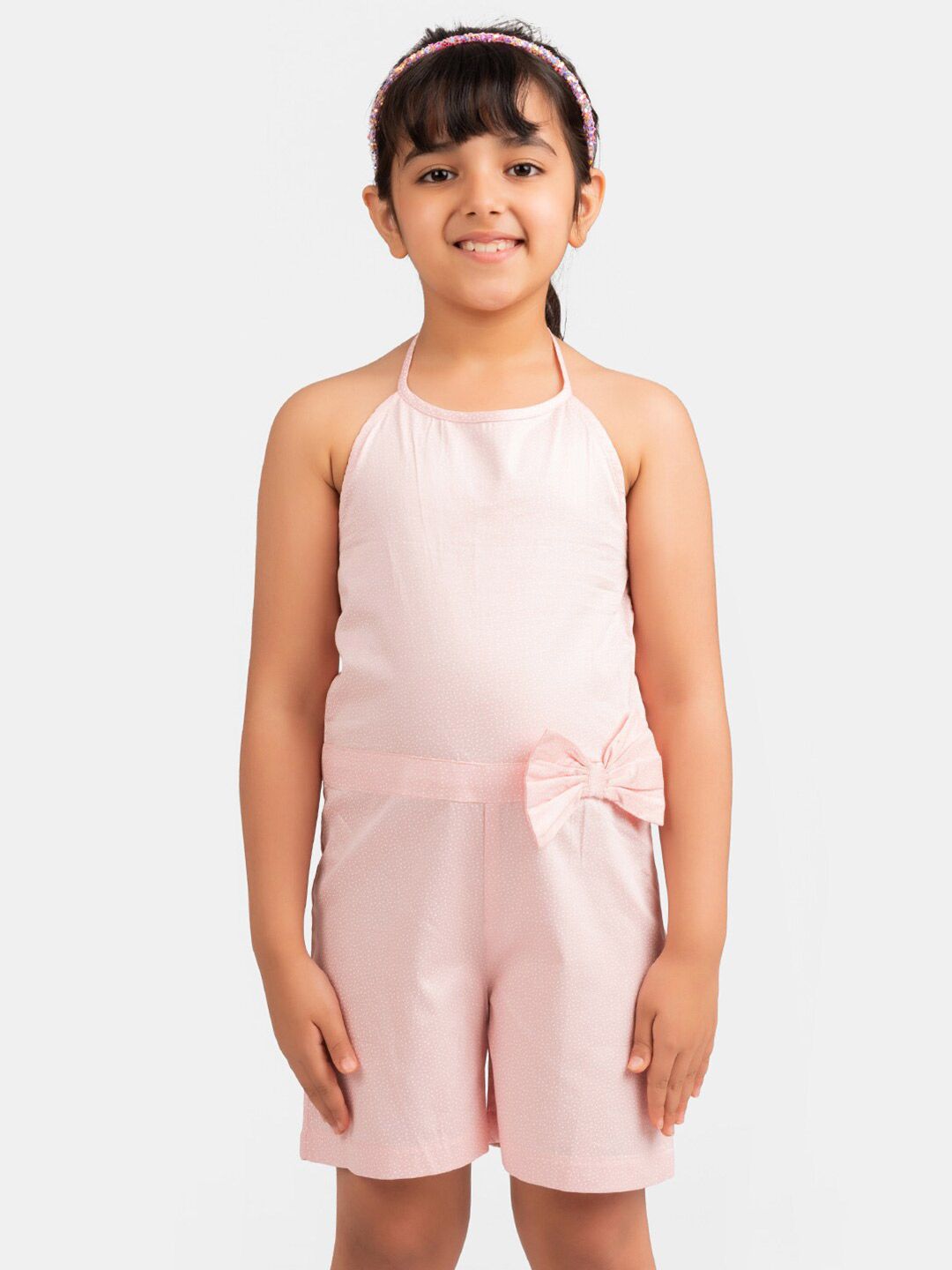 KIDKLO Girls Pink & White Printed Playsuit-picture-19