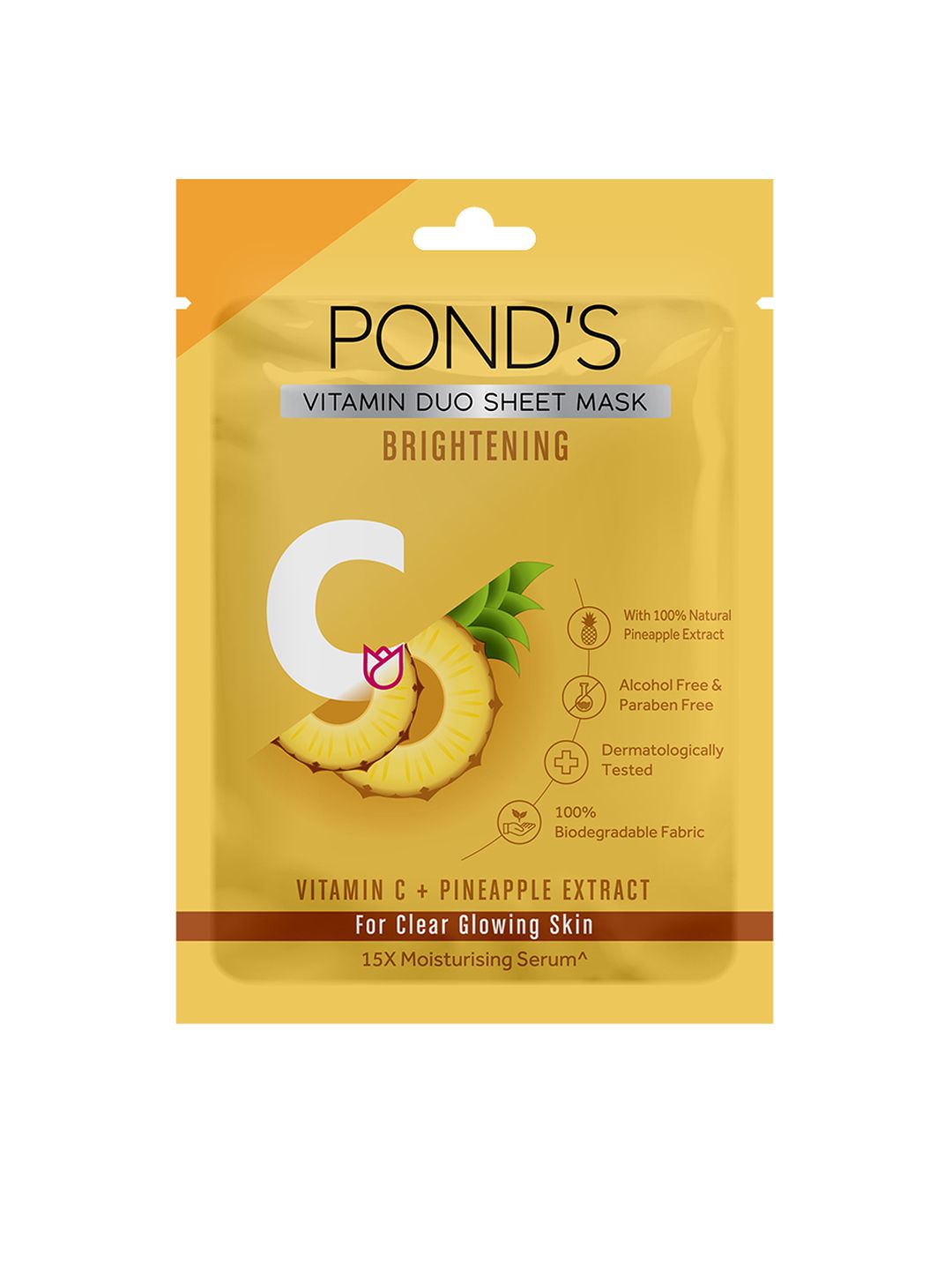 Ponds Vitamin C + Pineapple Extract Brightening Sheet Mask For Clear Glowing Skin 25 ml-picture-40