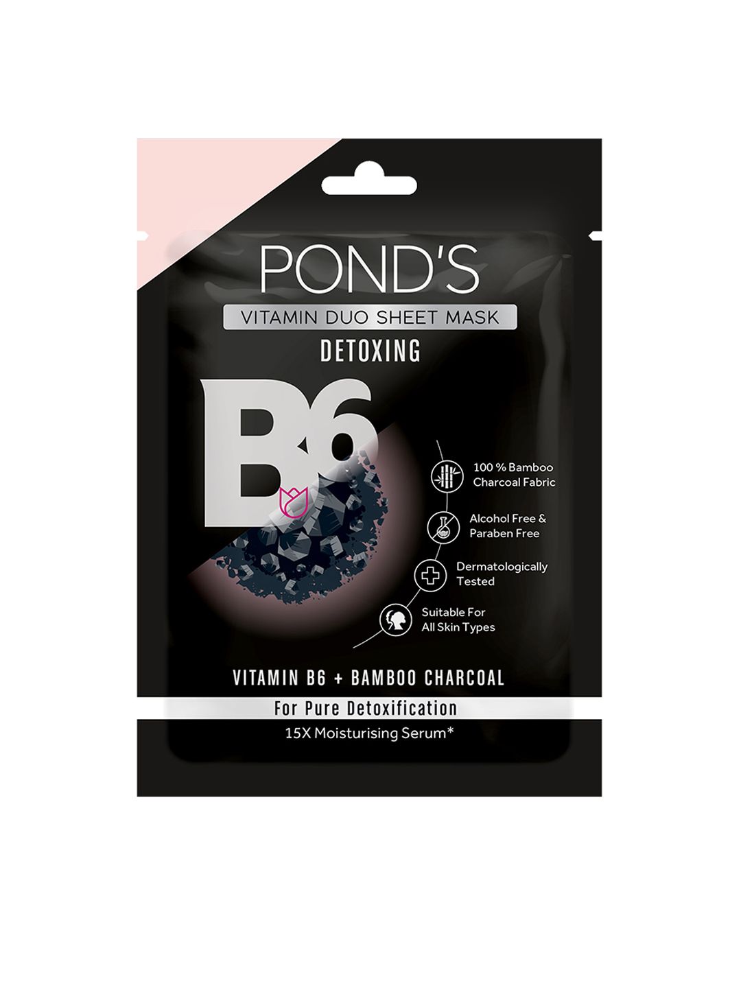 Ponds Activated Charcoal Clear Detox Vitamin Duo Sheet Mask with Vitamin B6 - 25 ml-picture-49