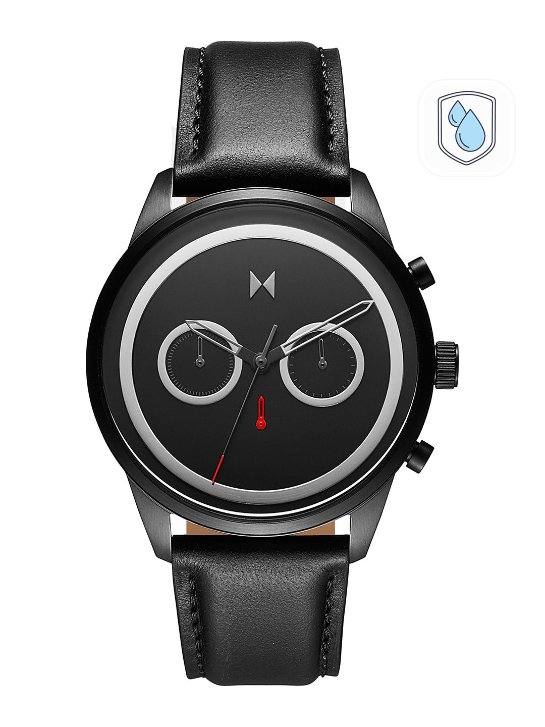 MVMT Men Black Dial & Black Leather Strap Analogue Watch 28000125