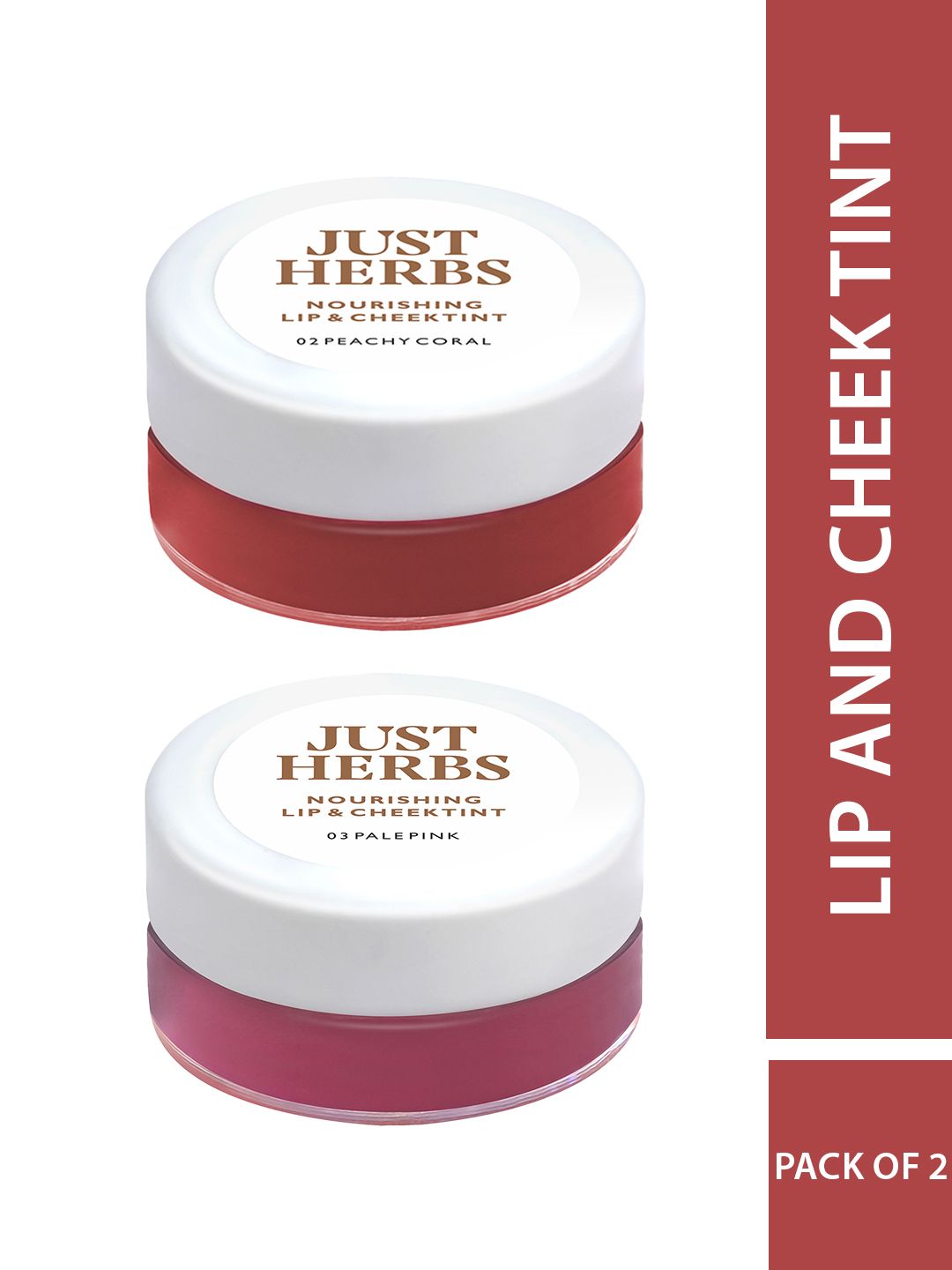 Just Herbs Women Set of 2 Lip & Cheek Tint and Blush - Peachy Coral & Pale Pink - 4 g each-image-27
