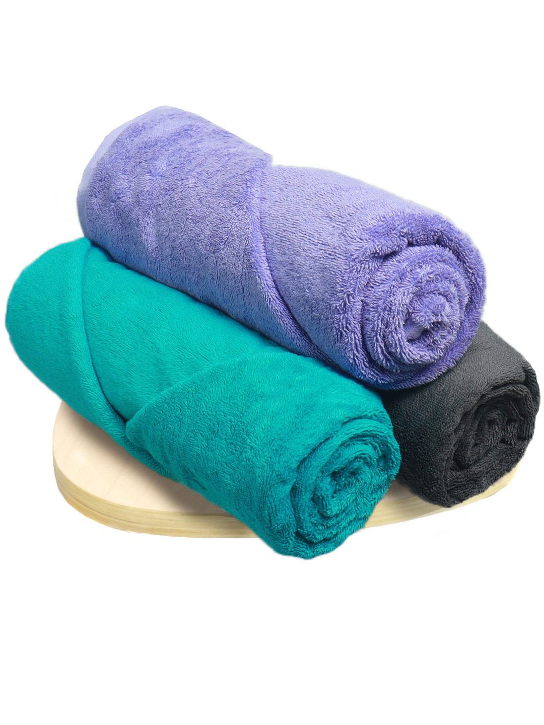 Heelium Set Of 3 Solid 600 GSM Super Soft Bamboo Quick Absorbent Bath Towels-picture-0