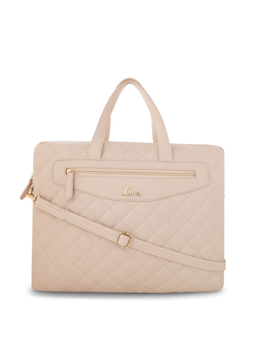 Buy Lavie Lavie Women Beige Quilted Laptop Bag at Redfynd